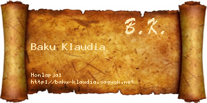 Baku Klaudia névjegykártya